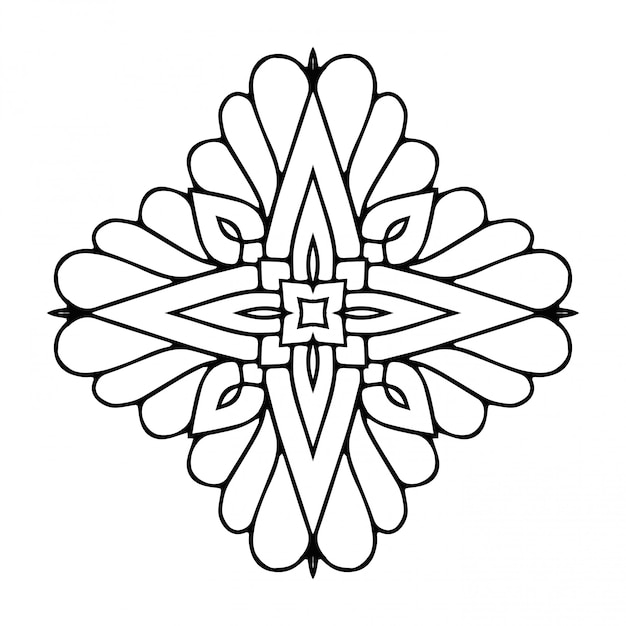 Vector mandala línea simple, elemento decorativo para colorear.