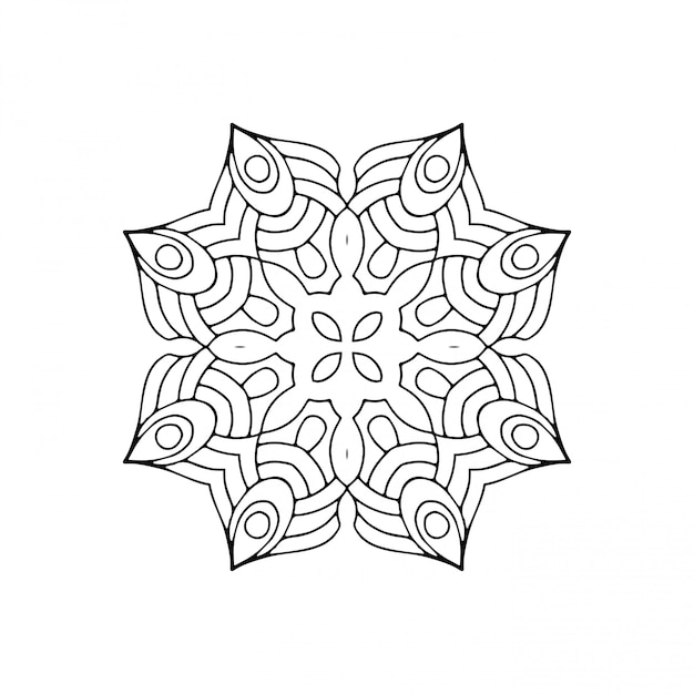 Mandala Línea simple, elemento decorativo para colorear.