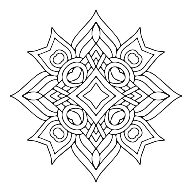 Mandala Línea simple, elemento decorativo para colorear.