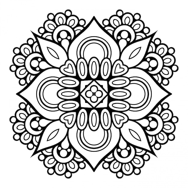 Mandala lineart simple, elemento decorativo.