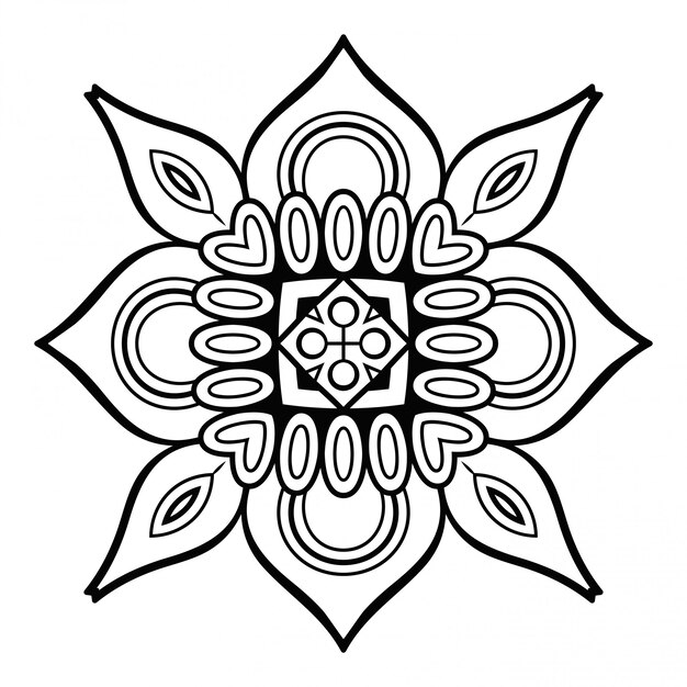 Mandala Lineart simple, elemento decorativo.
