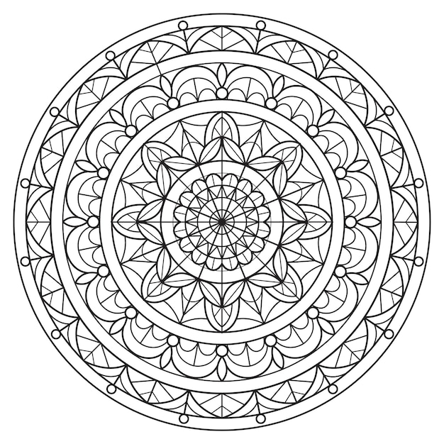 Vector mandala de loto dibujado a mano para libro de colorear para adultos