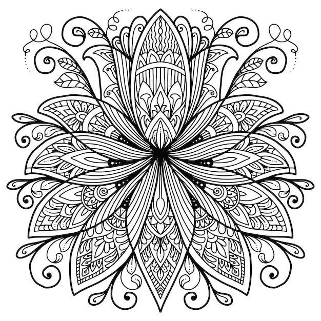 Vector mandala lotus design para colorear