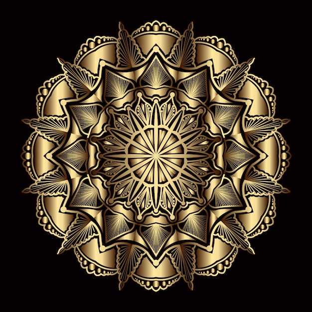 Vector mandala de lujo con arabescos dorados