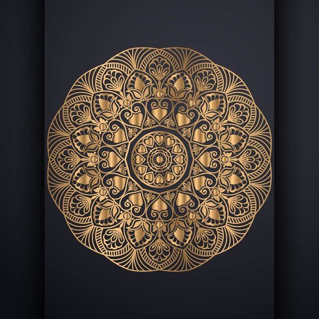 Mandala de lujo Color dorado degradado Vector Premium