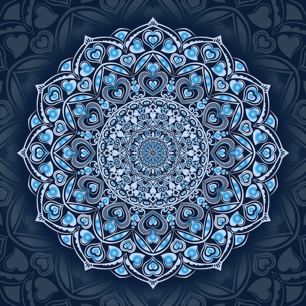Mandala de lujo creativo con ilustración de forma de corazón