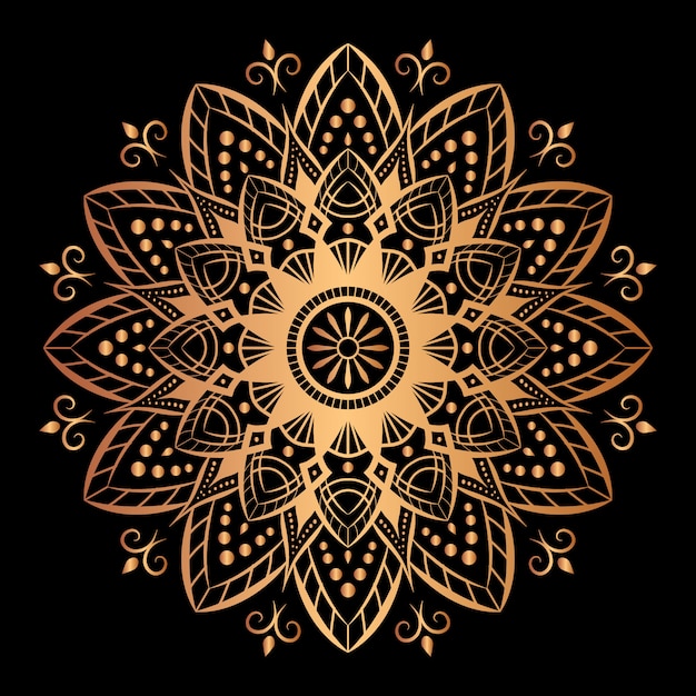 Mandala de lujo con decoración dorada