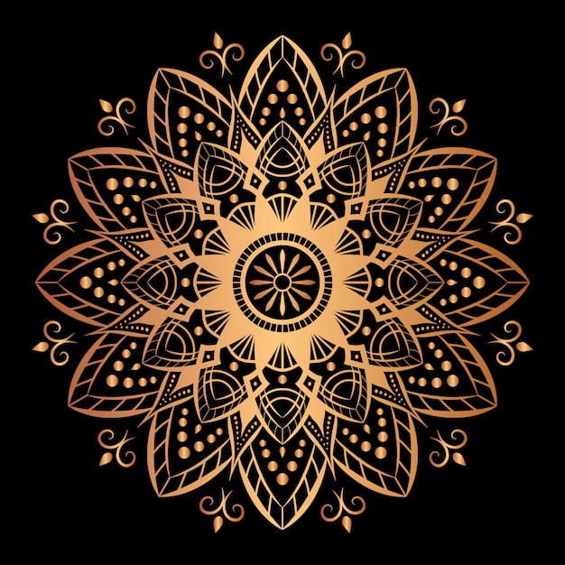 Vector mandala de lujo con decoración dorada