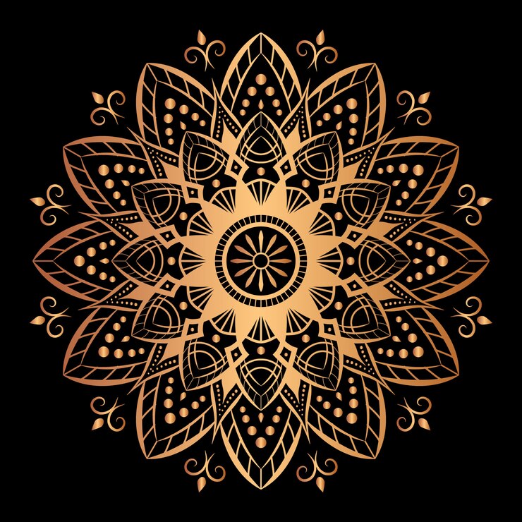 Mandala de lujo con decoración dorada