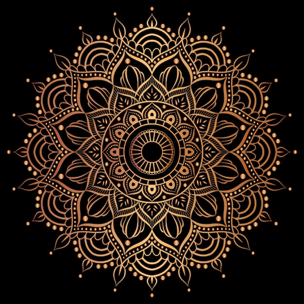 Vector mandala de lujo con decoración dorada