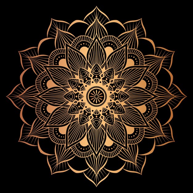 Mandala de lujo con decoración dorada