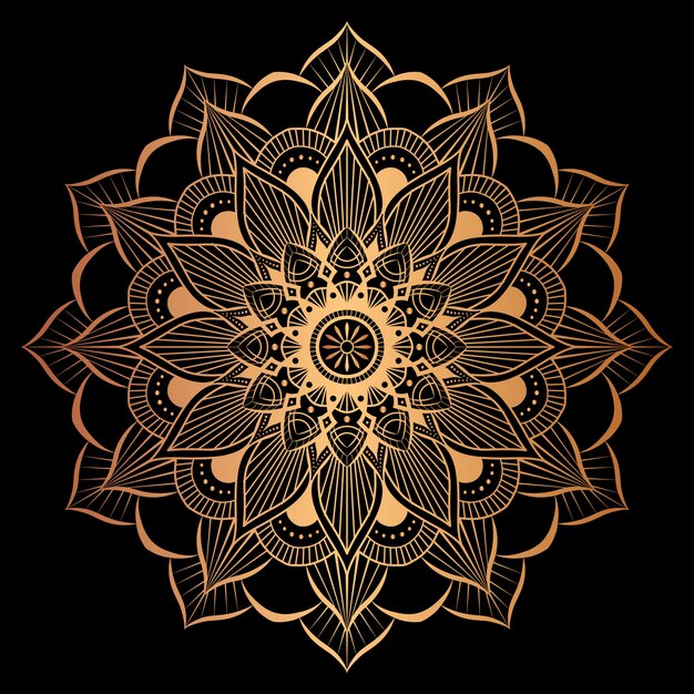 Vector mandala de lujo con decoración dorada