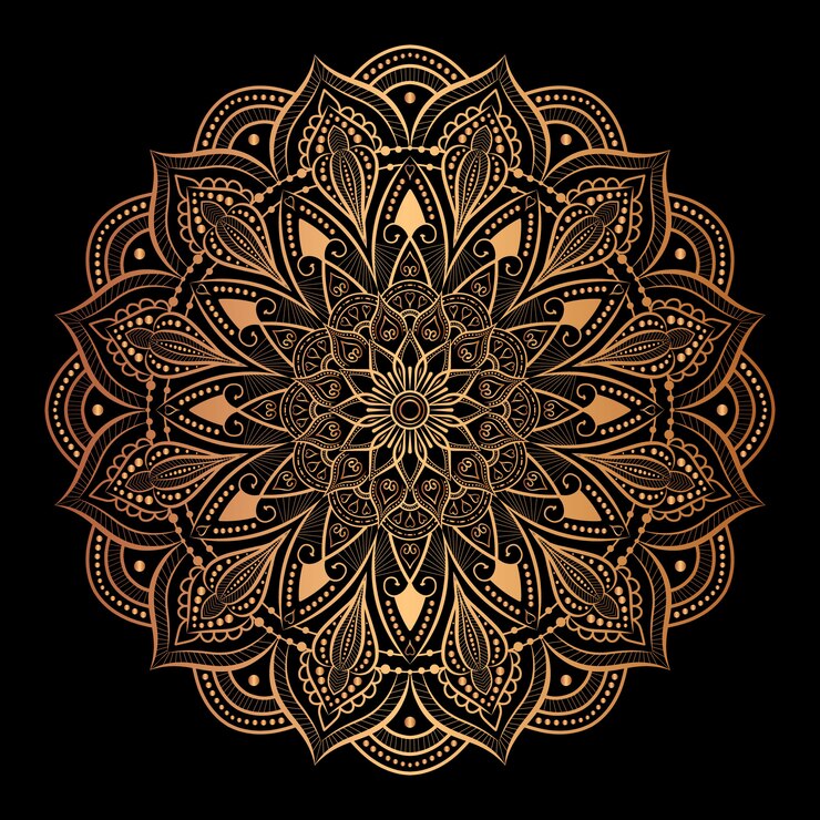 Mandala de lujo con decoración dorada