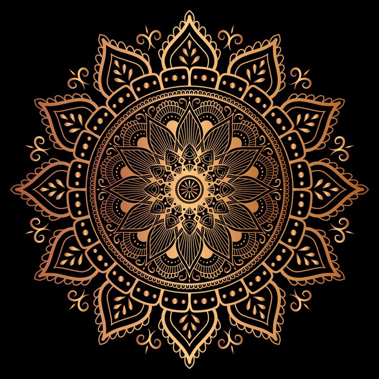 Mandala de lujo con decoración dorada