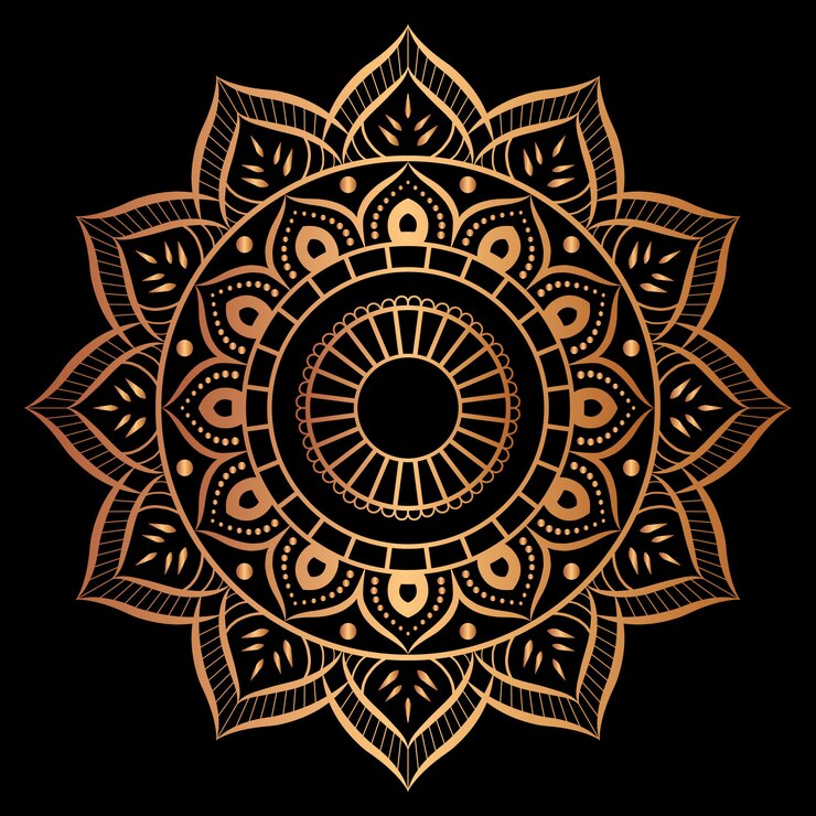 Mandala de lujo con decoración dorada