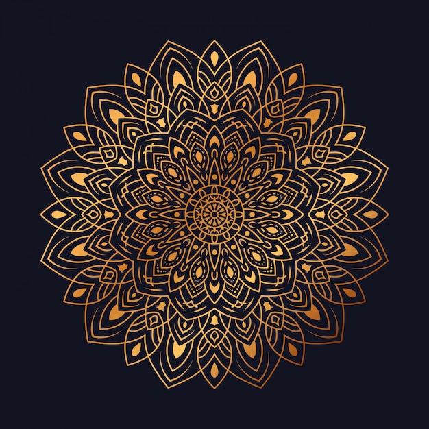 Vector mandala de lujo con diseño arabesco dorado estilo islámico árabe