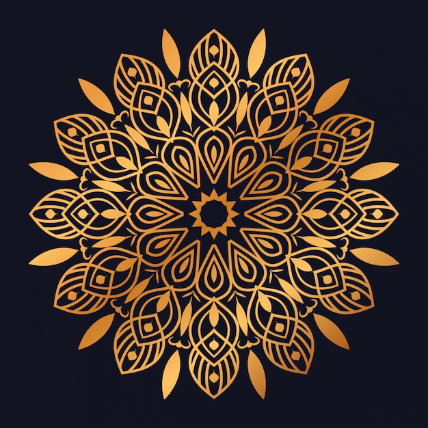 Vector mandala de lujo con diseño arabesco dorado estilo islámico árabe