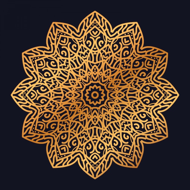 Vector mandala de lujo con diseño arabesco dorado estilo islámico árabe