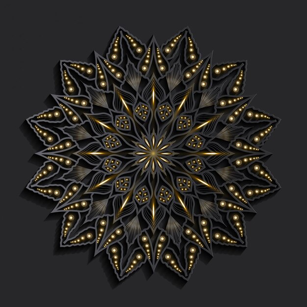 Vector mandala de lujo efecto 3d