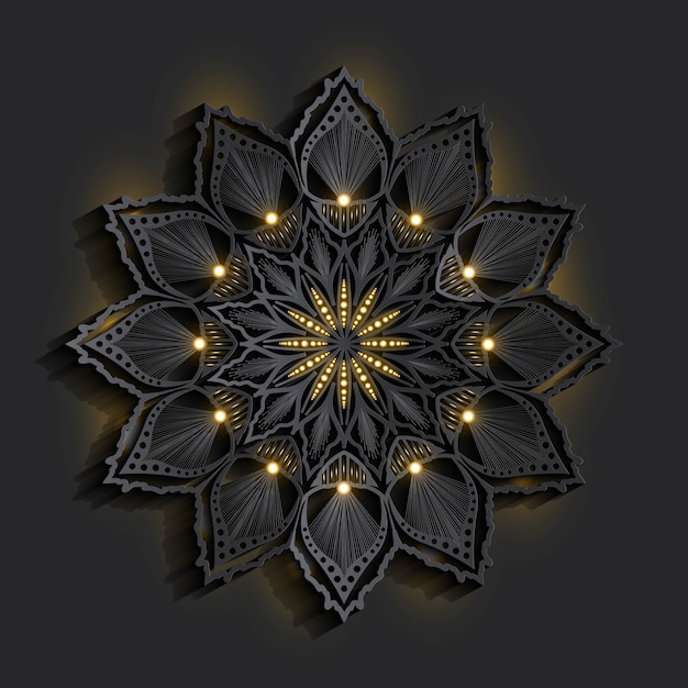 Vector mandala de lujo efecto dorado