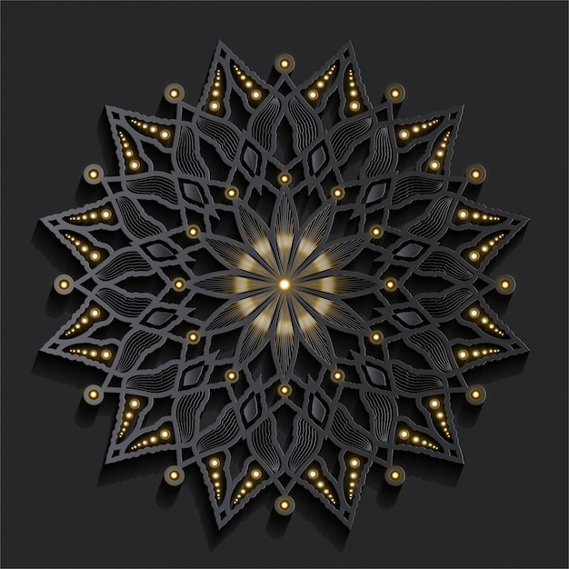 Vector mandala de lujo efecto dorado