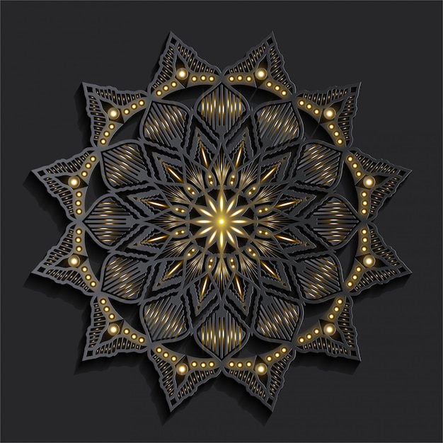 Mandala de lujo con efecto dorado