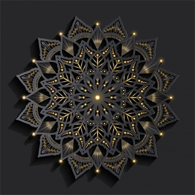 Mandala de lujo con efecto dorado