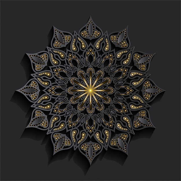 Vector mandala de lujo con efecto dorado