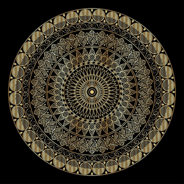 Mandala de lujo floral con estilo dorado dibujado a mano