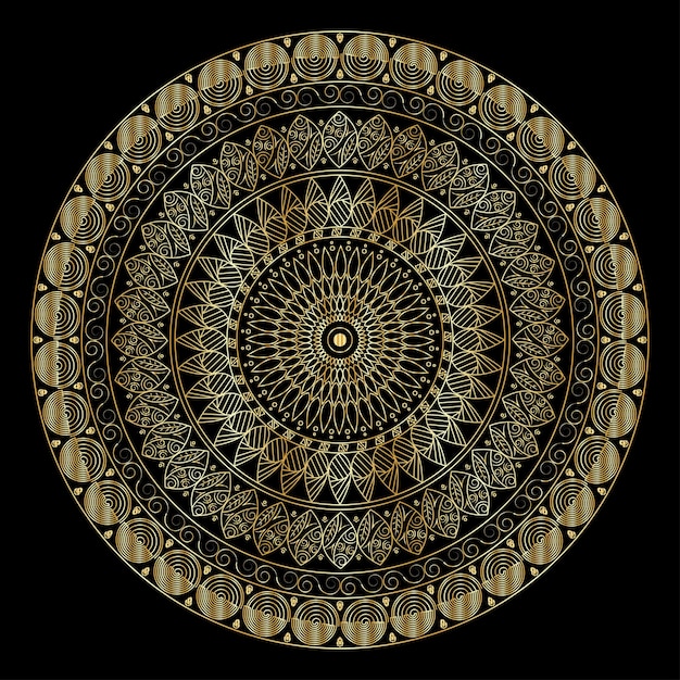 Vector mandala de lujo floral con estilo dorado dibujado a mano