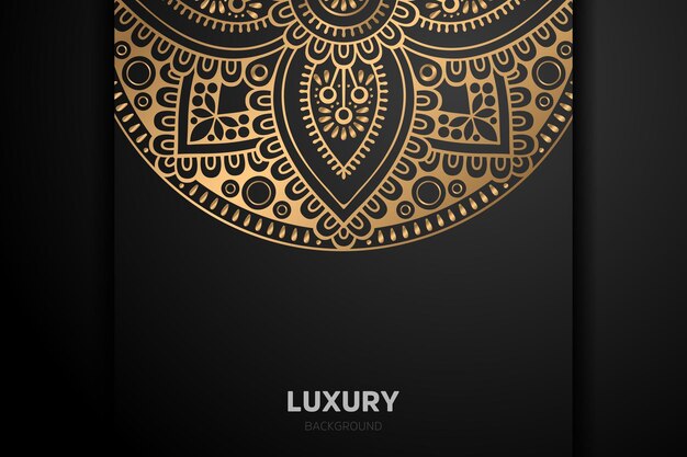 Mandala de lujo fondo dorado negro