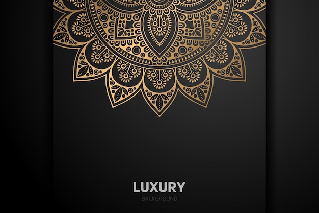 Mandala de lujo fondo dorado negro