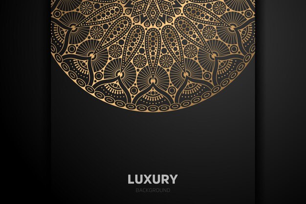 Mandala de lujo fondo dorado negro