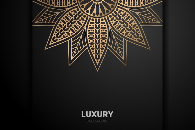 Mandala de lujo fondo dorado negro