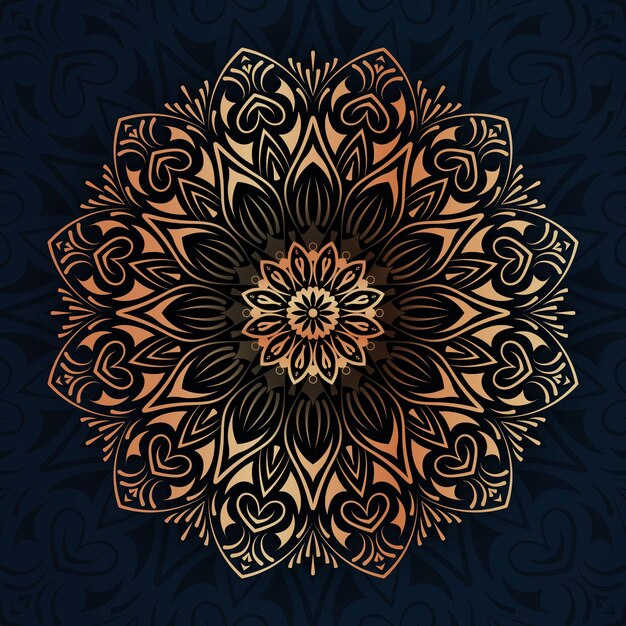Mandala de lujo con fondo islámico árabe de color dorado