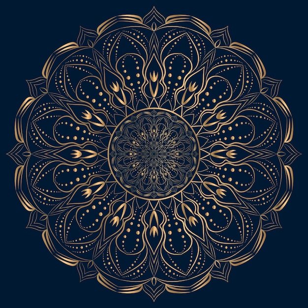 Mandala de lujo de fondo islámico con patrón arabesco dorado de fondo ornamental de boda ca