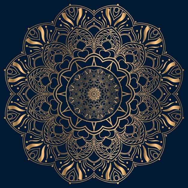 Mandala de lujo de fondo islámico con patrón arabesco dorado de fondo ornamental de boda ca