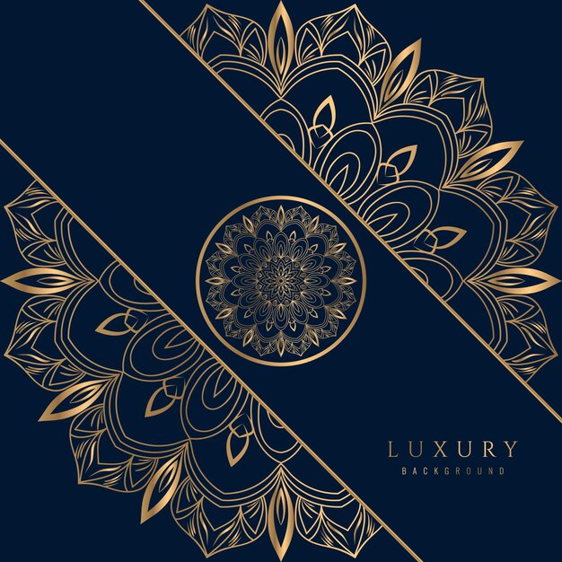 Mandala de lujo de fondo islámico con patrón arabesco dorado de fondo ornamental de boda ca