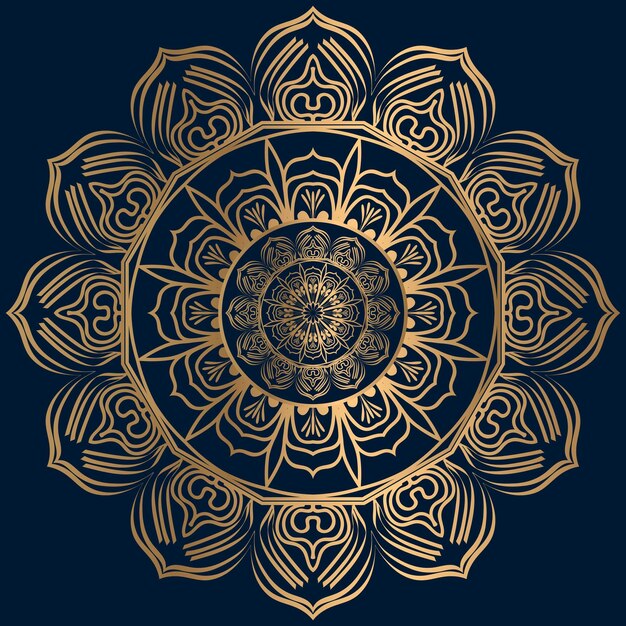 Mandala de lujo de fondo con patrón arabesco dorado de estilo oriental mandala decorativa
