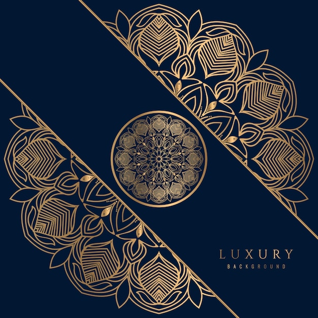 Mandala de lujo vectorial con fondo árabe dorado vector premium