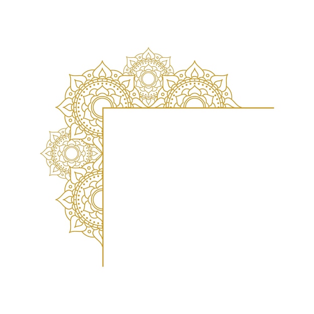 Mandala marco de bodas ornamento de oro diseños vectoriales
