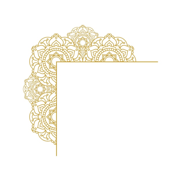 Mandala marco de bodas ornamento de oro diseños vectoriales