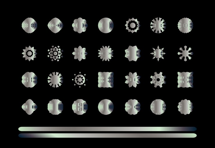 Vector mandala metalizado plateado