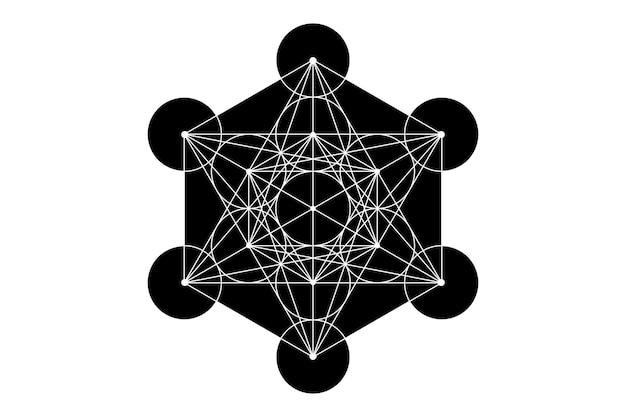 Mandala mística de Metatrons Cube Geometría sagrada elemento gráfico vectorial aislado Logotipo místico