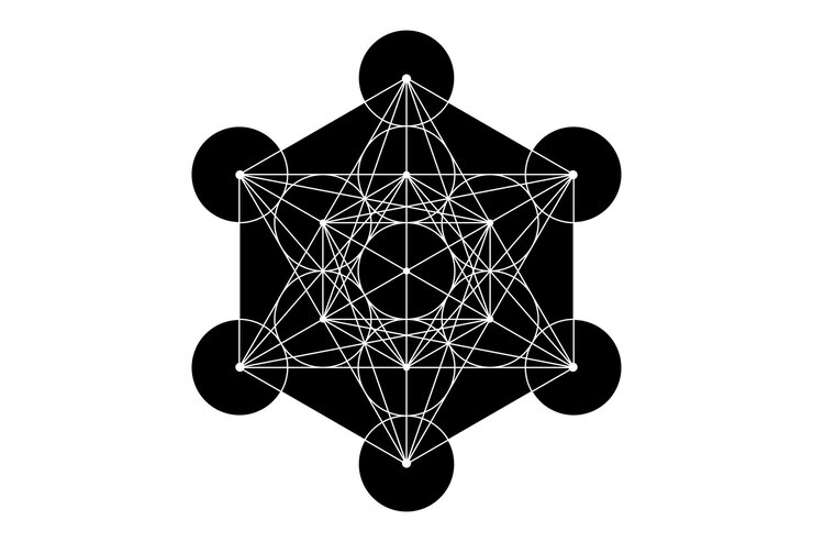 Vector mandala mística de metatrons cube geometría sagrada elemento gráfico vectorial aislado logotipo místico