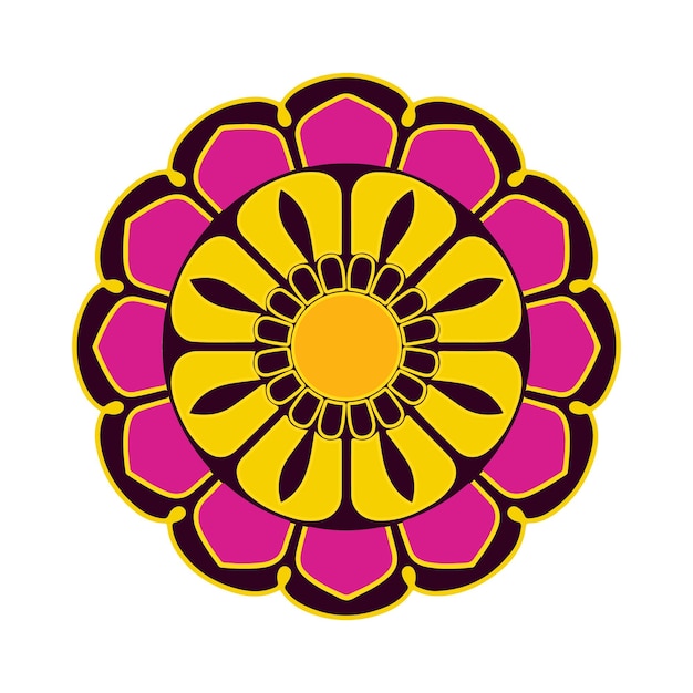 Mandala moderna y minimalista dibujada a mano con colores brillantes