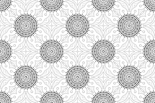 mandala monocromo de patrones sin fisuras