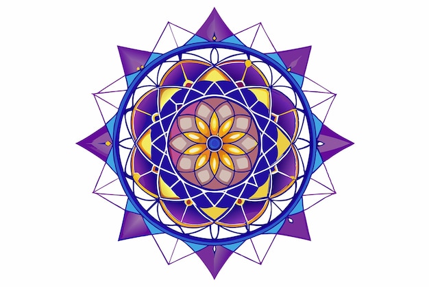 Mandala multicolor con una flor en su centro