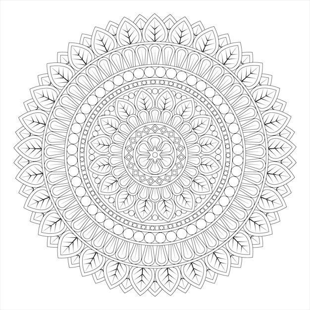 una mandala negra y blanca con un patrón floral