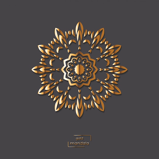 Mandala oriental de flores ornamentales de oro